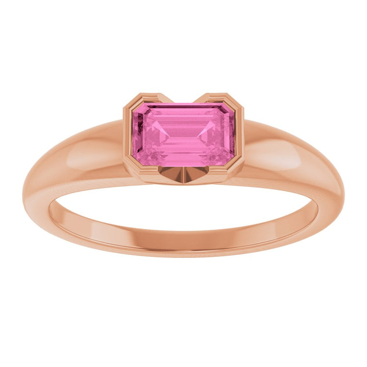 14K Yellow Lab-Grown Pink Sapphire Ring
