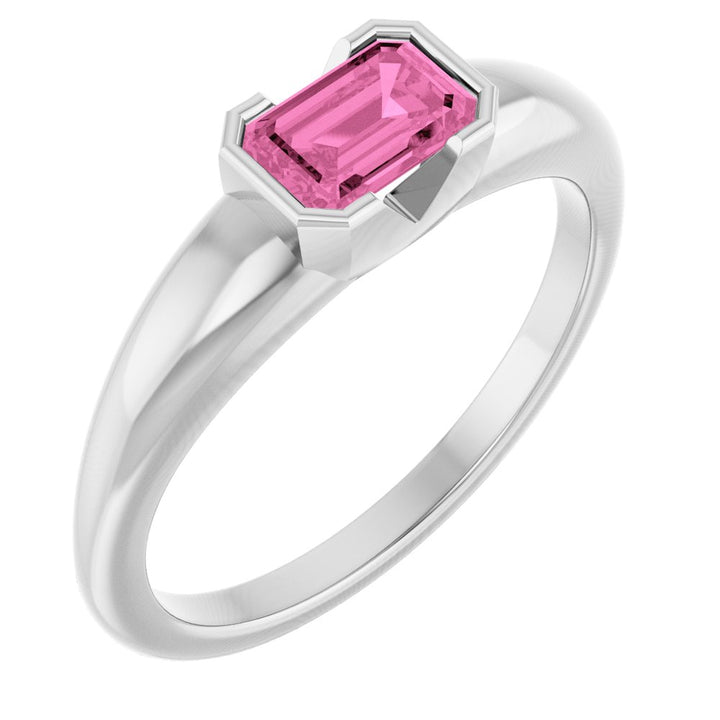 14K Yellow Lab-Grown Pink Sapphire Ring