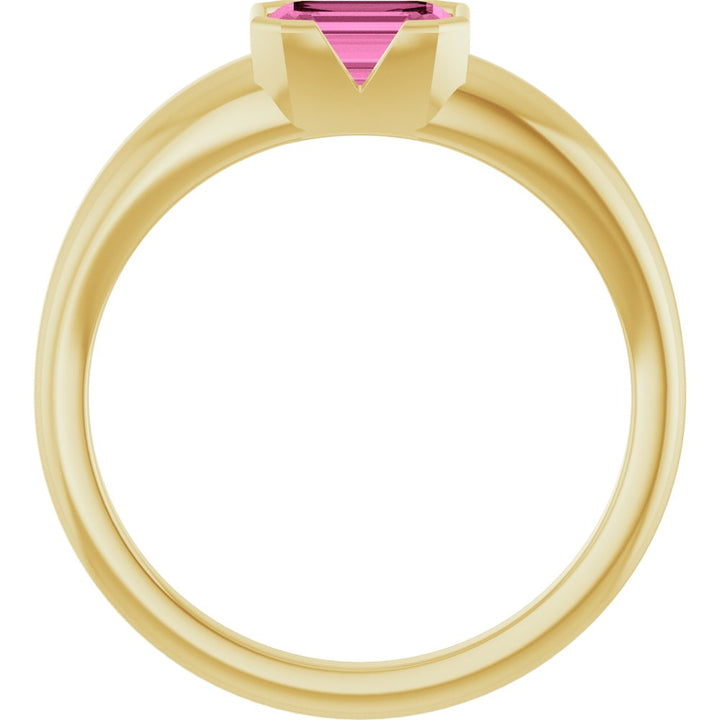 14K Yellow Lab-Grown Pink Sapphire Ring