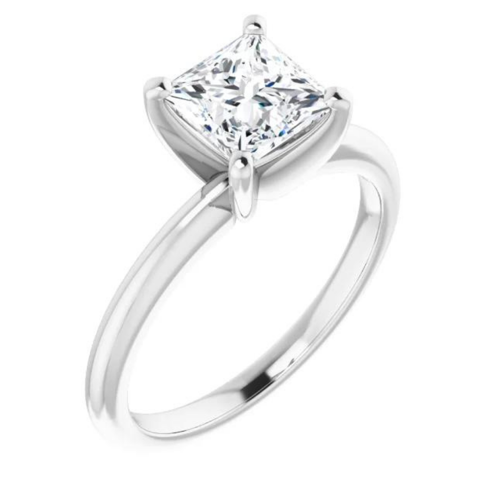 Square Moissanite Classic Solitaire Ring