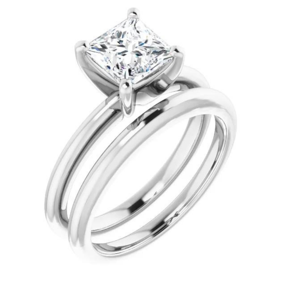 Square Moissanite Classic Solitaire Ring