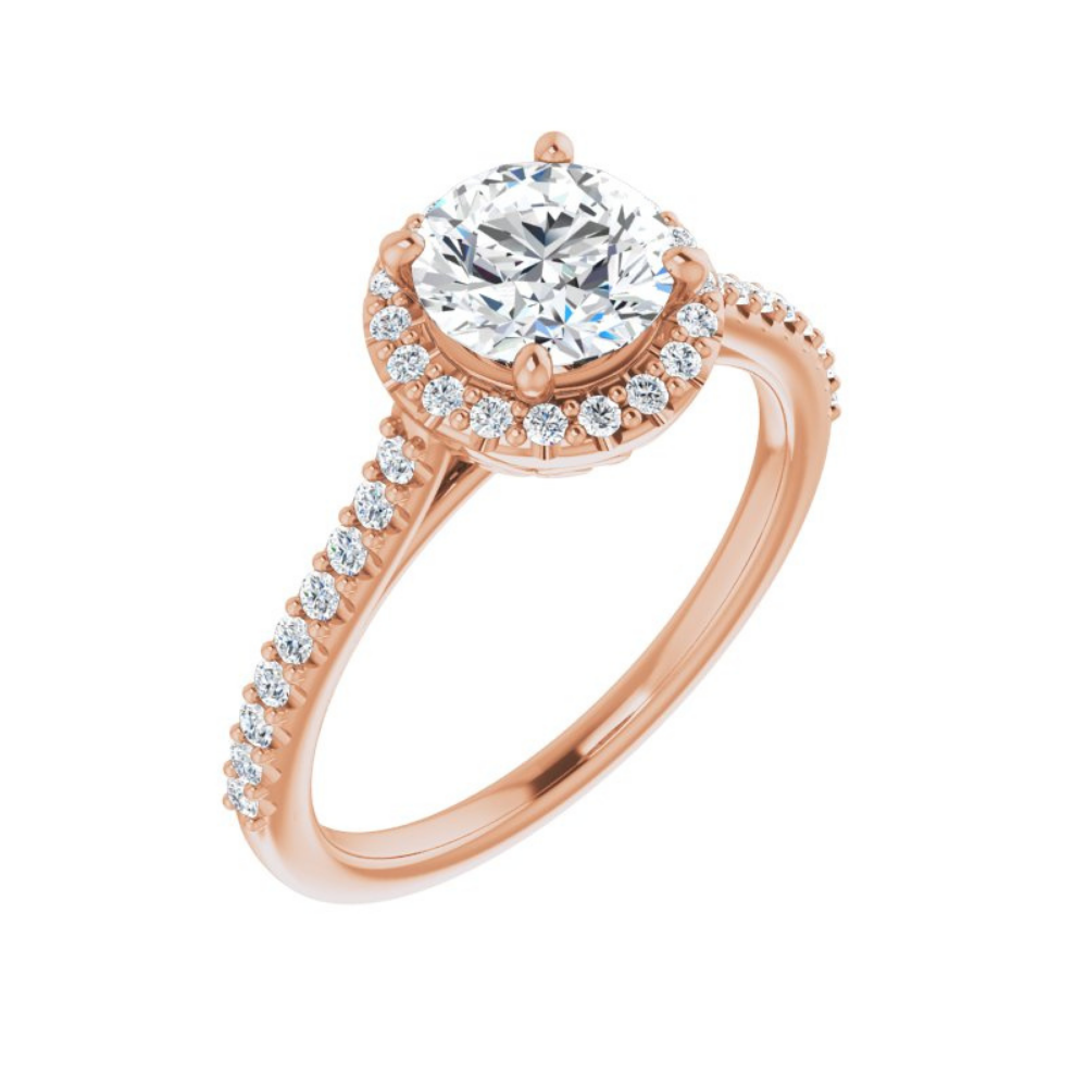 Round Moissanite Accented Halo Ring