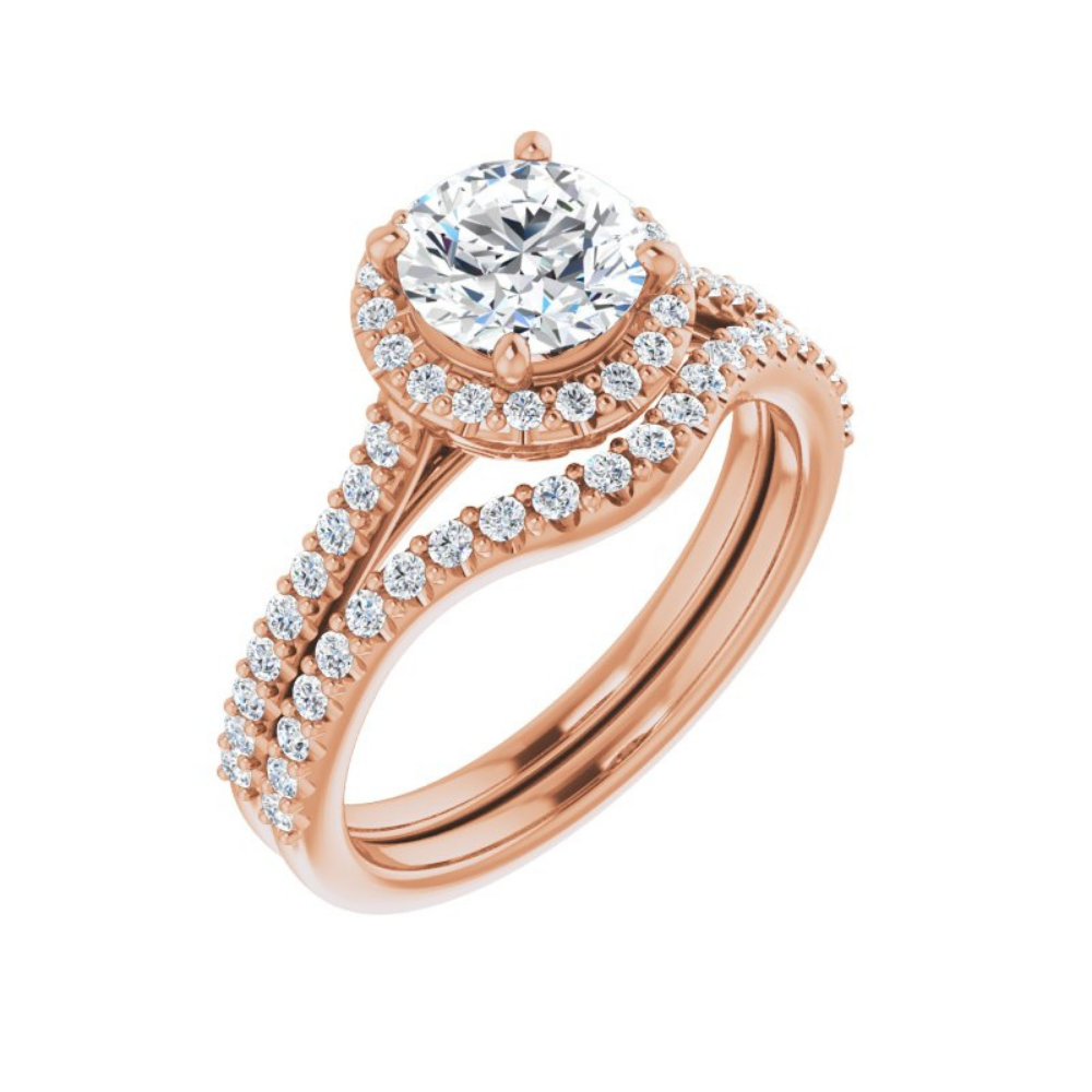 Round Moissanite Accented Halo Ring