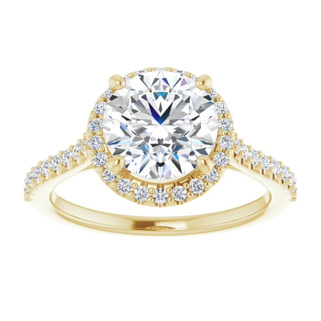 Round Moissanite Accented Halo Ring