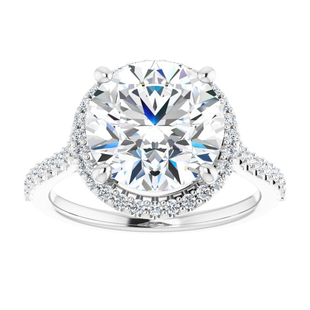 Round Moissanite Accented Halo Ring