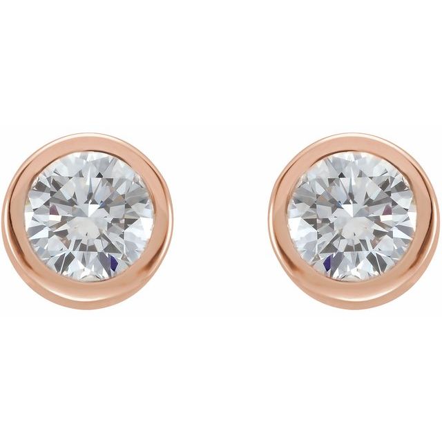 Round Bezel Set Lab-Grown Diamond or Moissanite Stud Earrings