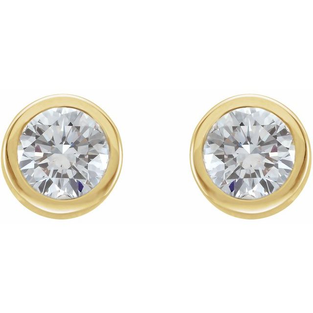 Round Bezel Set Lab-Grown Diamond or Moissanite Stud Earrings