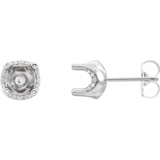 Round Lab-Grown Diamond Accented Earring Mountings (mount only)