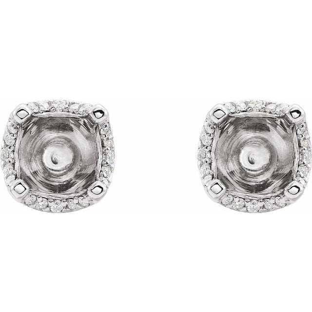 Round Lab-Grown Diamond Accented Earring Mountings (mount only)