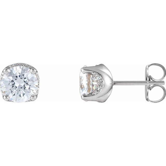 Round Lab-Grown Diamond Accented Earring Mountings (mount only)