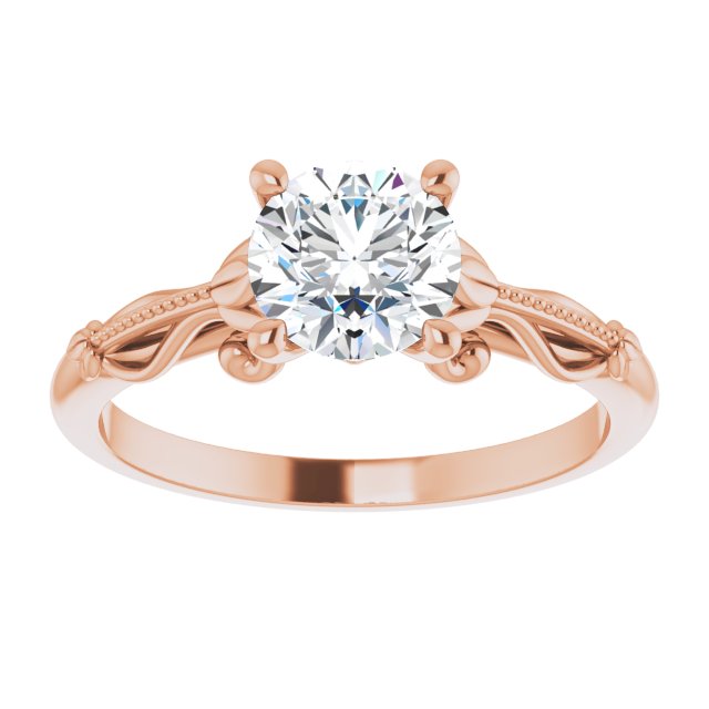 Round Moissanite Sculptured Solitaire Engagement Ring