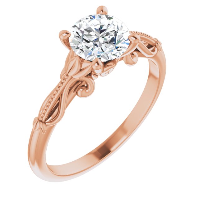Round Moissanite Sculptured Solitaire Engagement Ring