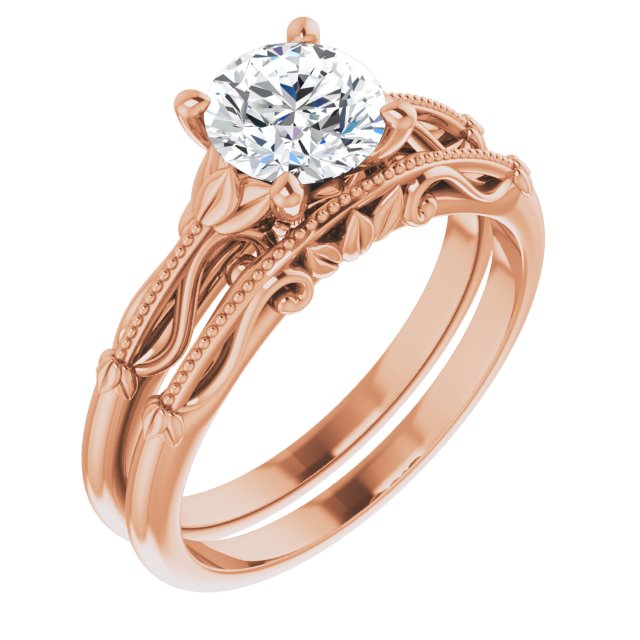 Round Moissanite Sculptured Solitaire Engagement Ring