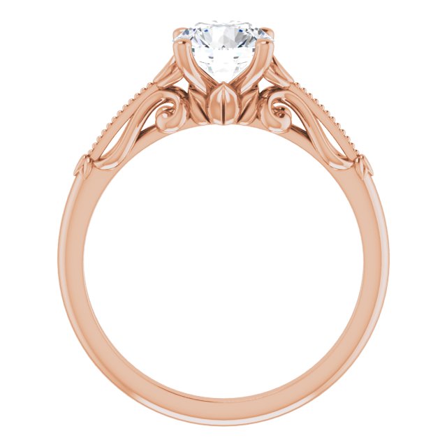 Round Moissanite Sculptured Solitaire Engagement Ring