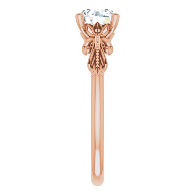 Round Moissanite Sculptured Solitaire Engagement Ring