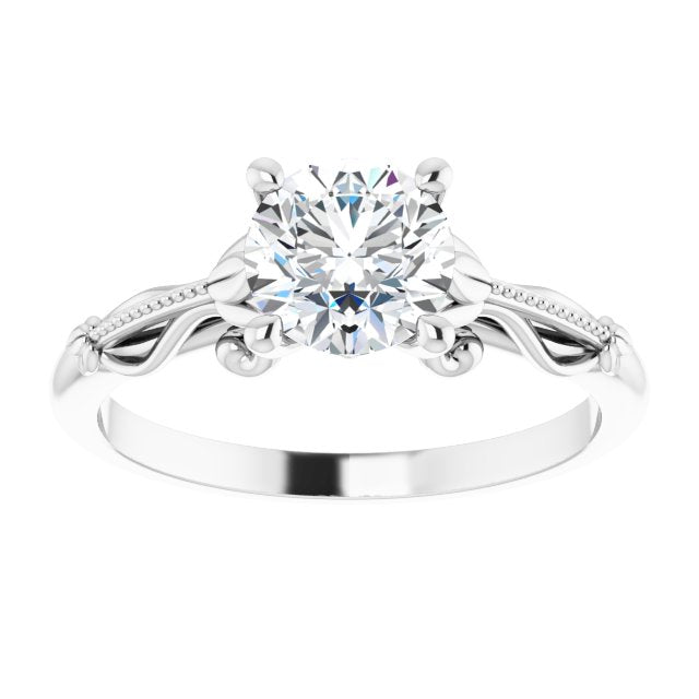 Round Moissanite Sculptured Solitaire Engagement Ring