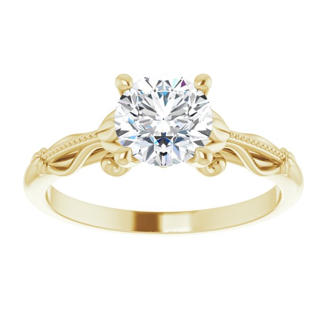 Round Moissanite Sculptured Solitaire Engagement Ring