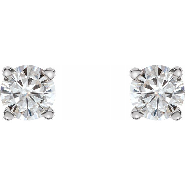 Round Moissanite Fleur-de-Lis Stud Earrings
