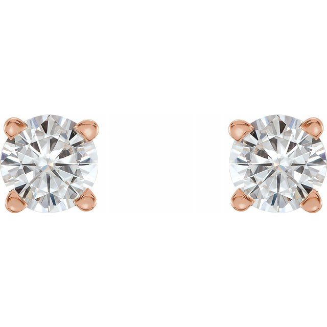 Round Moissanite Fleur-de-Lis Stud Earrings