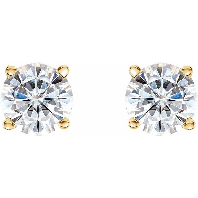 Round Moissanite Fleur-de-Lis Stud Earrings