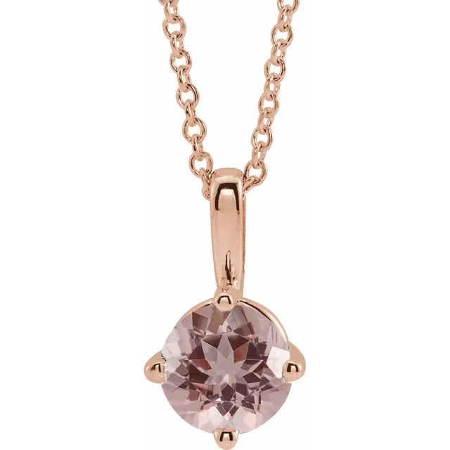 Round 1/2 CT Natural Morganite Solitaire Pendant Necklace
