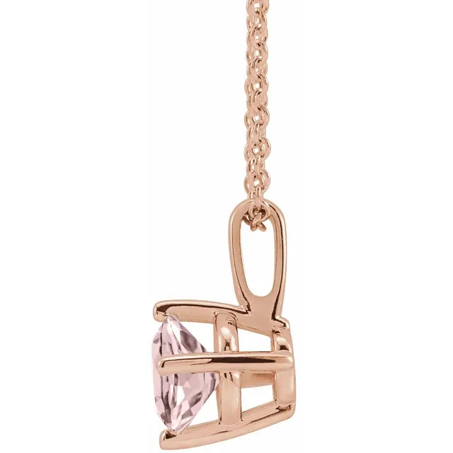 Round 1/2 CT Natural Morganite Solitaire Pendant Necklace
