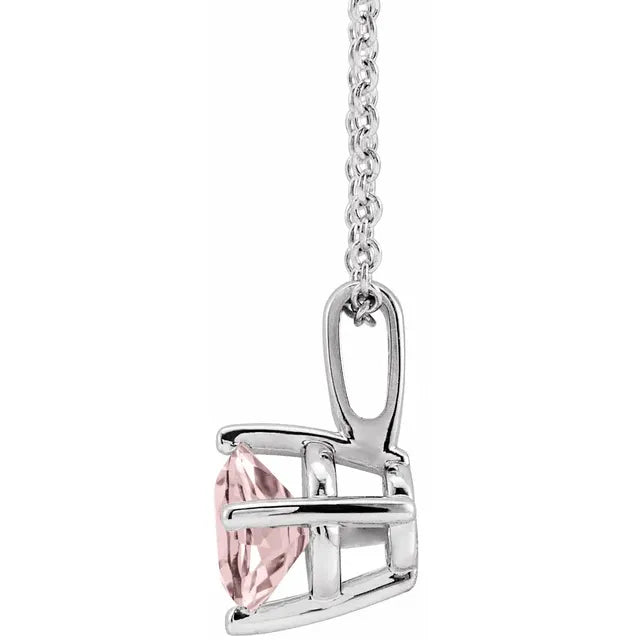 Round 1/2 CT Natural Morganite Solitaire Pendant Necklace