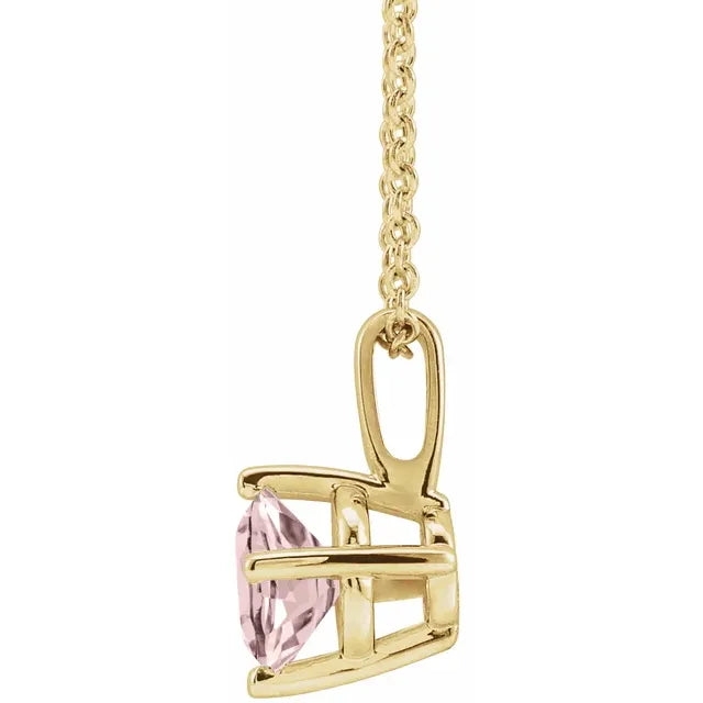 Round 1/2 CT Natural Morganite Solitaire Pendant Necklace