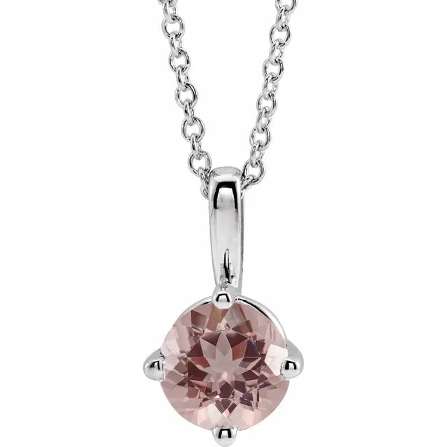 Round 1/2 CT Natural Morganite Solitaire Pendant Necklace