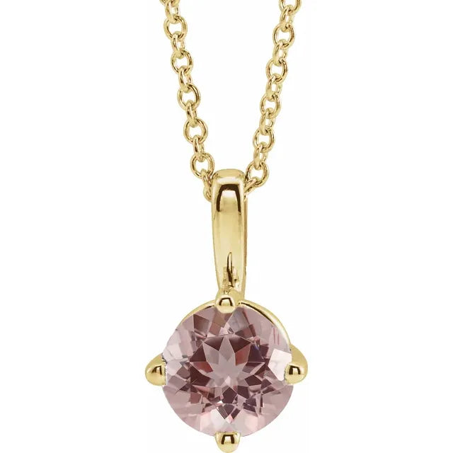 Round 1/2 CT Natural Morganite Solitaire Pendant Necklace