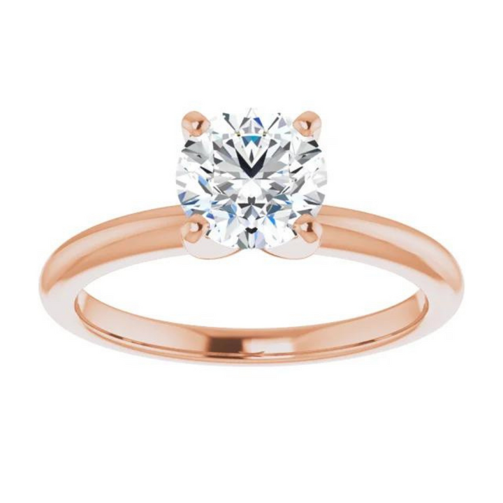 Round Natural Diamond Classic Solitaire Ring