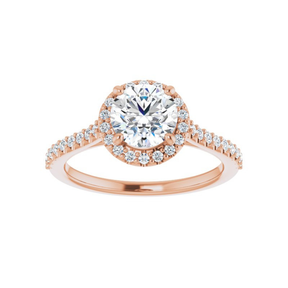 Round Moissanite Accented Halo Ring