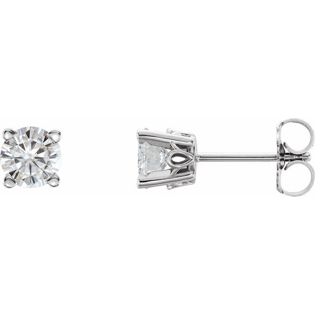 Round Moissanite Scroll Stud Earrings