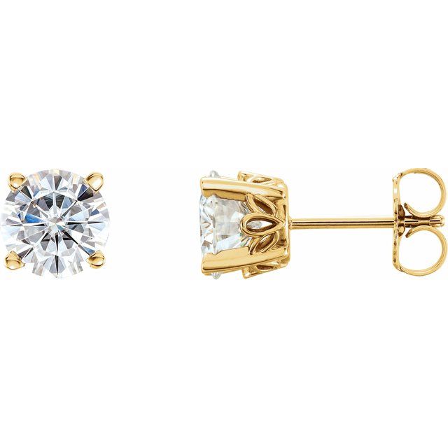 Round Moissanite Scroll Stud Earrings