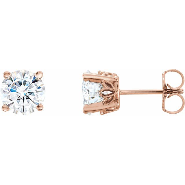 Round Moissanite Scroll Stud Earrings