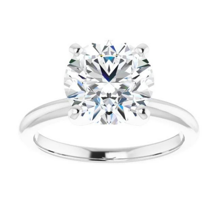 Round Natural Diamond Classic Solitaire Ring