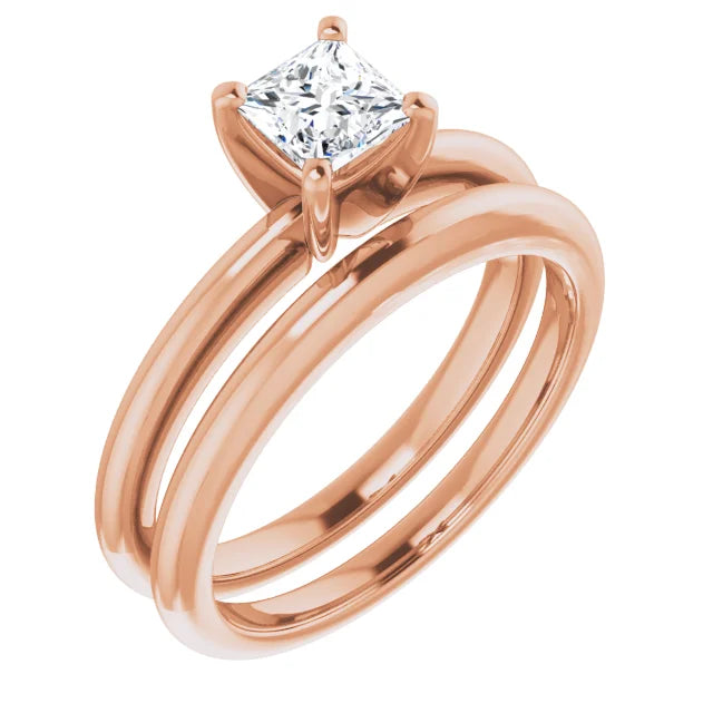 Square 1/2 CT Natural Diamond Classic Solitaire Ring with GIA Grading Report