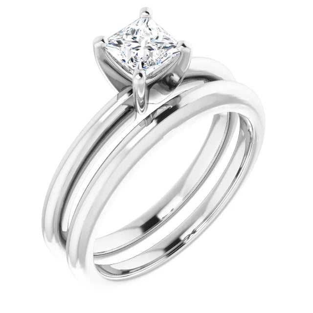 Square 1/2 CT Natural Diamond Classic Solitaire Ring with GIA Grading Report