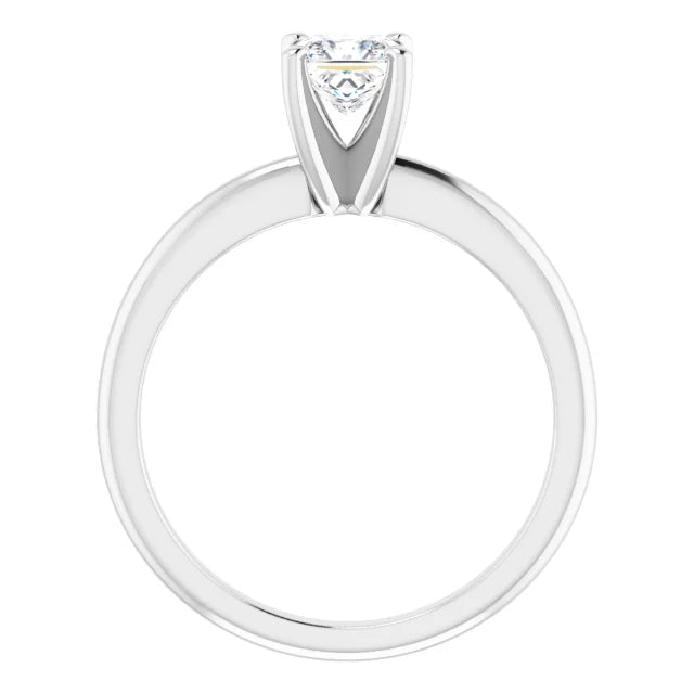 Square 1/2 CT Natural Diamond Classic Solitaire Ring with GIA Grading Report