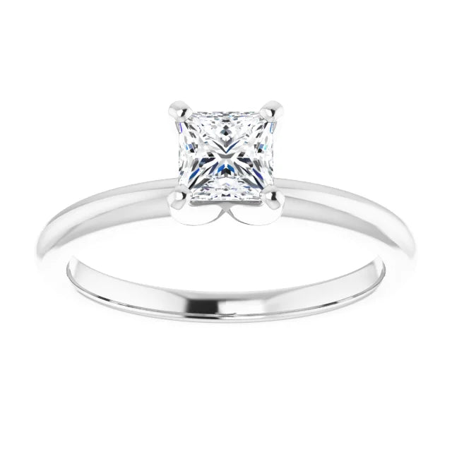 Square 1/2 CT Natural Diamond Classic Solitaire Ring with GIA Grading Report