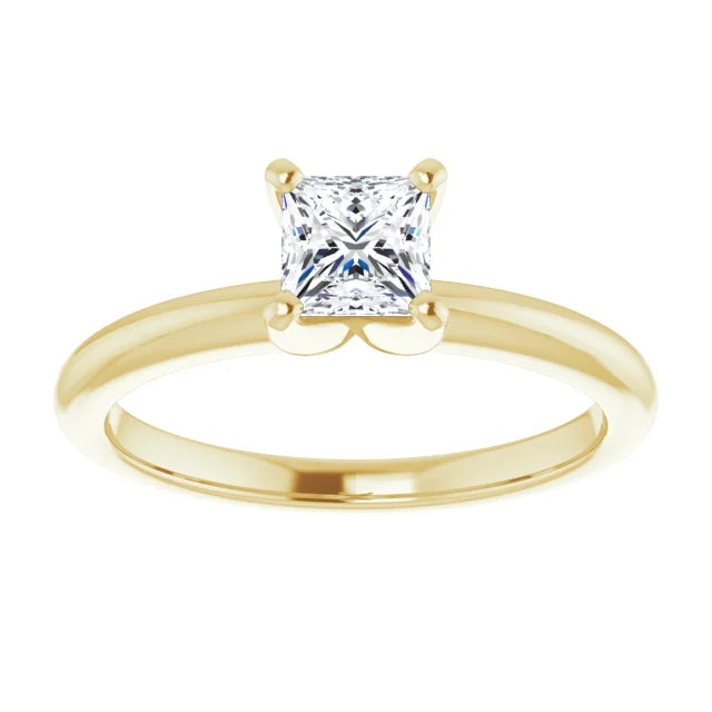 Square 1/2 CT Natural Diamond Classic Solitaire Ring with GIA Grading Report