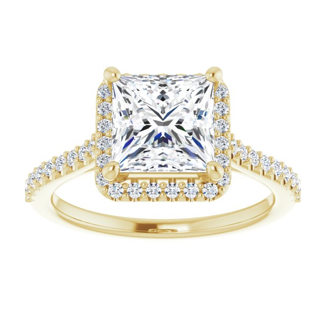 Square Moissanite Accented Halo Ring