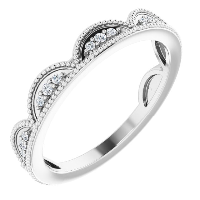 Stackable Scallop Lab-Grown Diamond Accented Ring