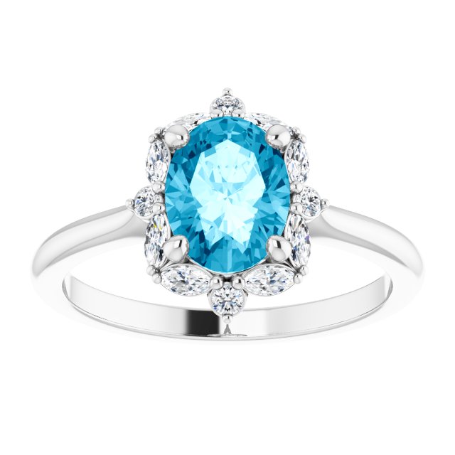 Oval Aquamarine Halo-Style Ring – Heather Campins Jewelry