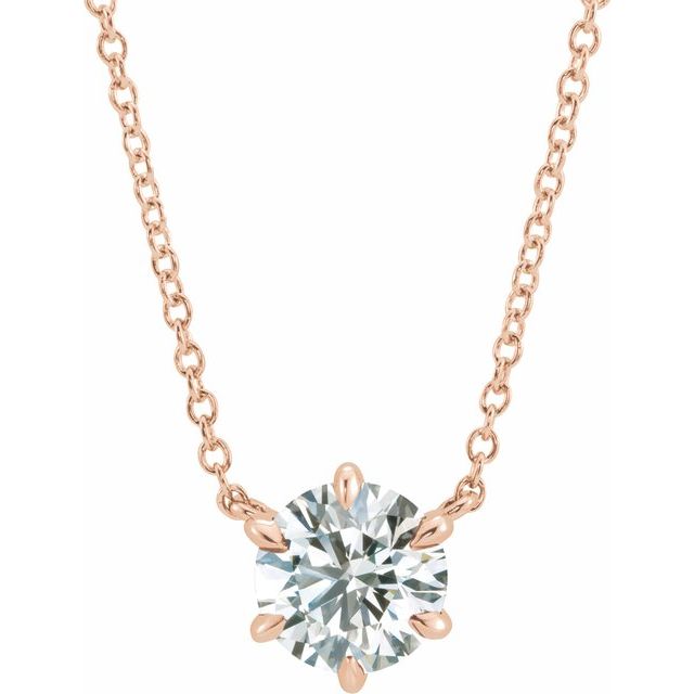 Three Prongs Round Moissanite Necklace - LaneWoods Jewelry